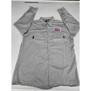 SteelGuard  Essential FR CAT2 Ultra Soft Flame Resistant Shirt Gray 1XLR US Flag